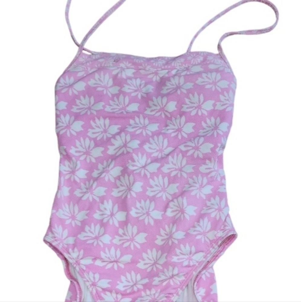 Vintage 80s Womens Swimsuit One Piece Size 12 Pink White Floral Padded Retro Jag